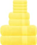 GLAMBURG Ultra Doucement 8-Piece Ensemble de serviettes - 100% Contient du coton pur à fil de fer, 2 Serviettes de bain surdimensionnées 27x54, 2 Serviettes à main 16x28, 4 Laver les vêtements 13x13 - Idéal pour une utilisation quotidienne, Hôtel & Spa - noir