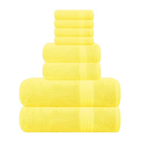 GLAMBURG Ultra Soft 8-Piece Towel Set - 100% Pure Ringspun