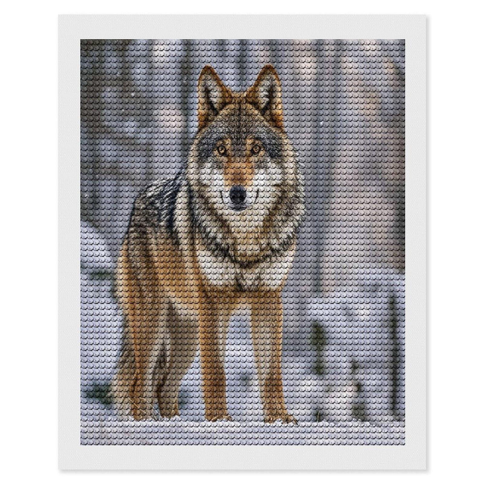 FekiLoot Wolf Diamond Painting Kits for Beginners DIY Diamond Art Kits for Adults Full Drill Round Diamond Dot Gem Art Painting Fun DIY Crafts for Home Kitchen Wall Decor Gift 16"x20"