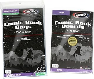 BCW Silver Age Comic Bags and Boards Combo (100 Ct) | 100 Silver Comic Backing Boards + 100 Resealable Silver Comic Bags | Archival Protection for Silver Age Comics | Clear Comic Storage Solution