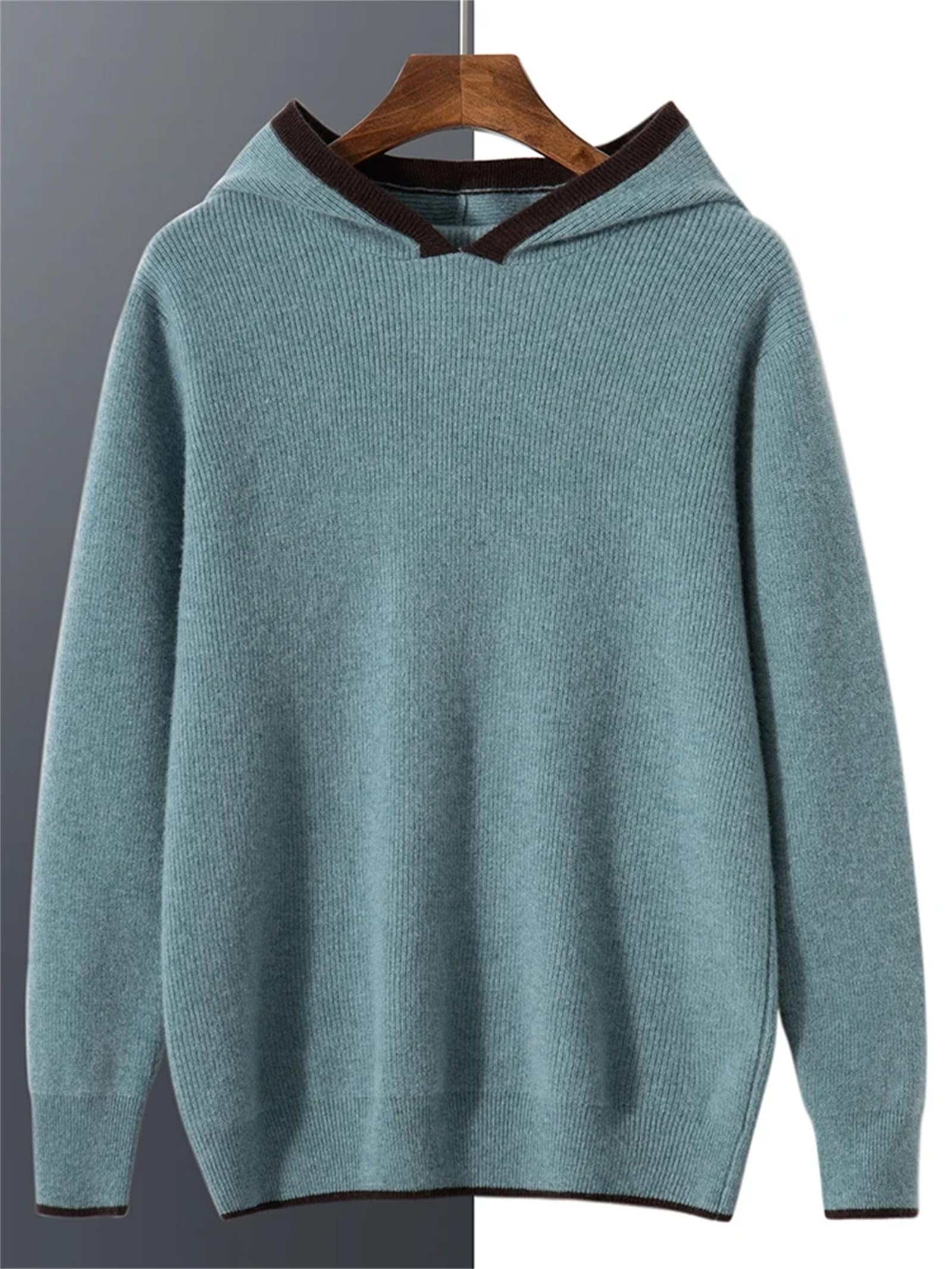 Yeuyyben Maglione con cappuccio da uomo in cashmere invernale a maniche lunghe casual pullover in cashmere maglieria coreana con cappuccio Top