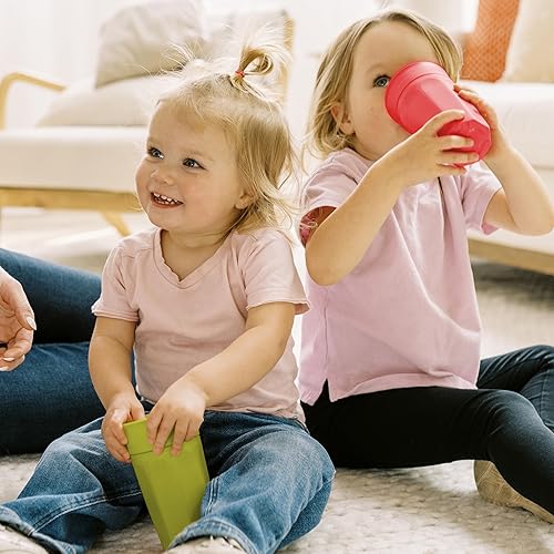 Miniatura 6 de Dr. Brown's Milestones Cheers 360 - Taza de entrenamiento para niños pequeños y bebés, taza para beber sin fugas, color rosaturquesa con transición