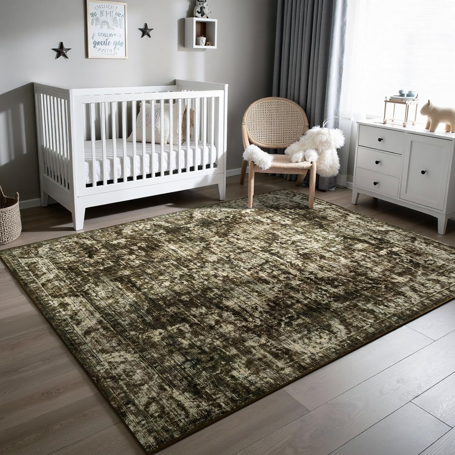 8x10 Non Slip Area Rug, Modern Soft Rugs for Living Room Machine Washable Easy Clean, Kids Pet Friendly Non Shedding, Comfortable for Bedroom Dining Room Kitchen Home Office Floor