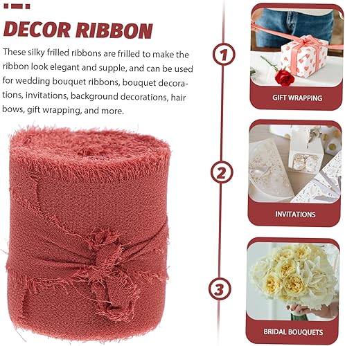Miniatura 9 de VILLCASE 2 Rolls Snow Yarn Fringe Ribbon Flower Packaging Glitter Tulle Fringe Chiffon Silk Ribbon Tulle Spool Sheer Ribbon Rustic Ribbon Wedding