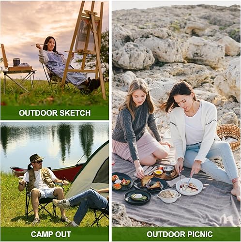 Miniatura 5 de Wakauto Silla plegable portátil para camping, ligera, pequeña, plegable al aire libre, con respaldo para pesca, playa, deportes, jardín, viajes