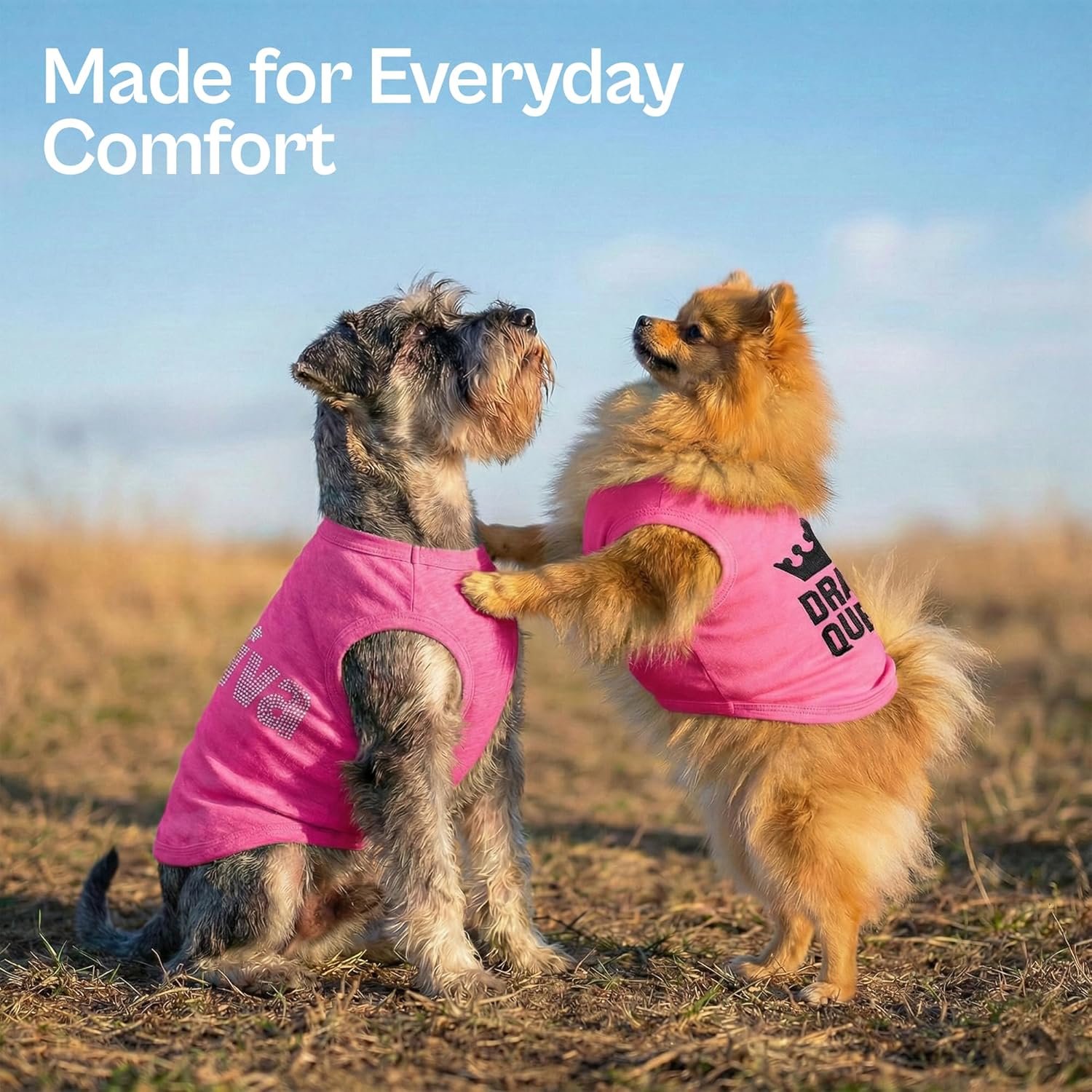 Parisian Pet 2 Pack Dog Shirts – 100% Cotton Pink Shirts for Large Dogs Girl – Sleeveless Diva and Drama Queen Dog Clothes – Breathable Summer Pet Apparel - Stretchy and Stylish T Shirts for Dogs