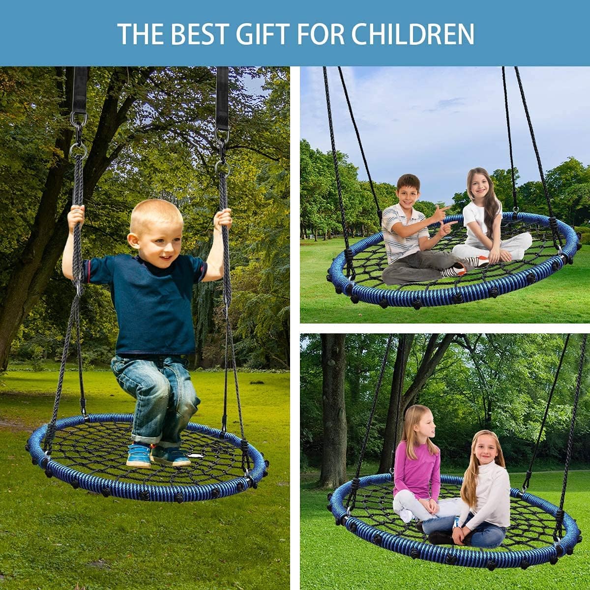 One-Day Sale: Up to 50% Off Saucer Tree Swing for Kids Adults, 750lb Weight Capacity 40 Inch Swing Set Outdoor Rope Tree Swing with Big Saucer 2pcs 10ft Tree Hanging Straps, Blue Get Cheap Price Saucer Tree Swing for Kids Adults, 750lb Weight Capacity 40 Inch Swing Set Outdoor Rope Tree Swing with Big Saucer 2pcs 10ft Tree Hanging Straps, Blue