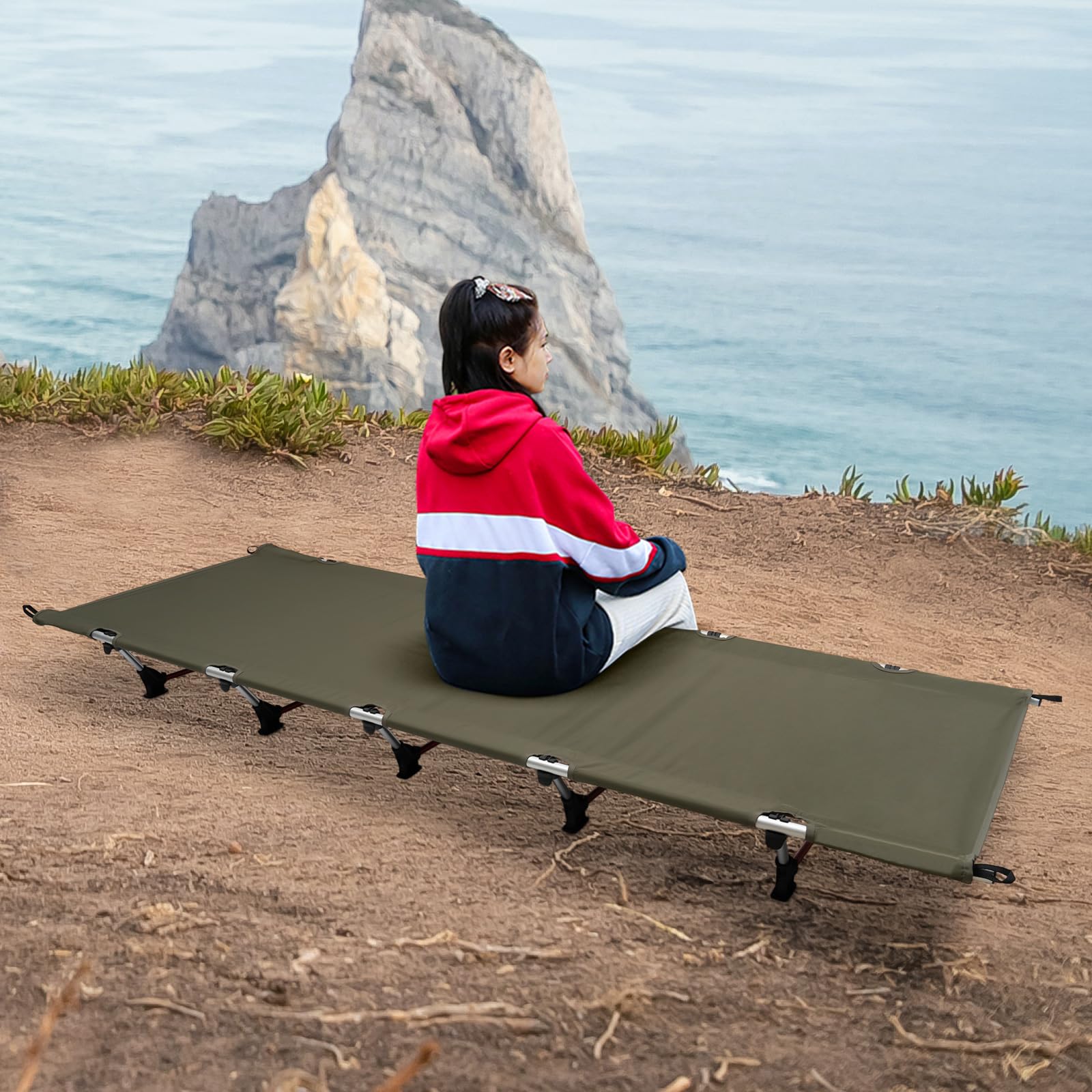 Lit de camping pliable ultra léger et portable, charge maximale de 150 kg, lit de camp pliable pour adultes – Idéal pour l'extérieur, la randonnée, le trekking, les urgences et les siestes de