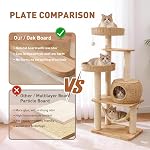 55" Wood Cat Tree for Indoor Cats Large Adult,Tall Cat Tower with Scratching Post and Cozy Hammock for Large Cat,Multi-Level Modern Cat Condo with Hand-Woven,Easy to Assemble and Clean