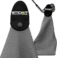 Vista 7 de STICKIT Toalla magnética, gris, paquete de 2, toalla de golf de microfibra de primer nivel con bolsillos profundos de gofre, imán de fuerza