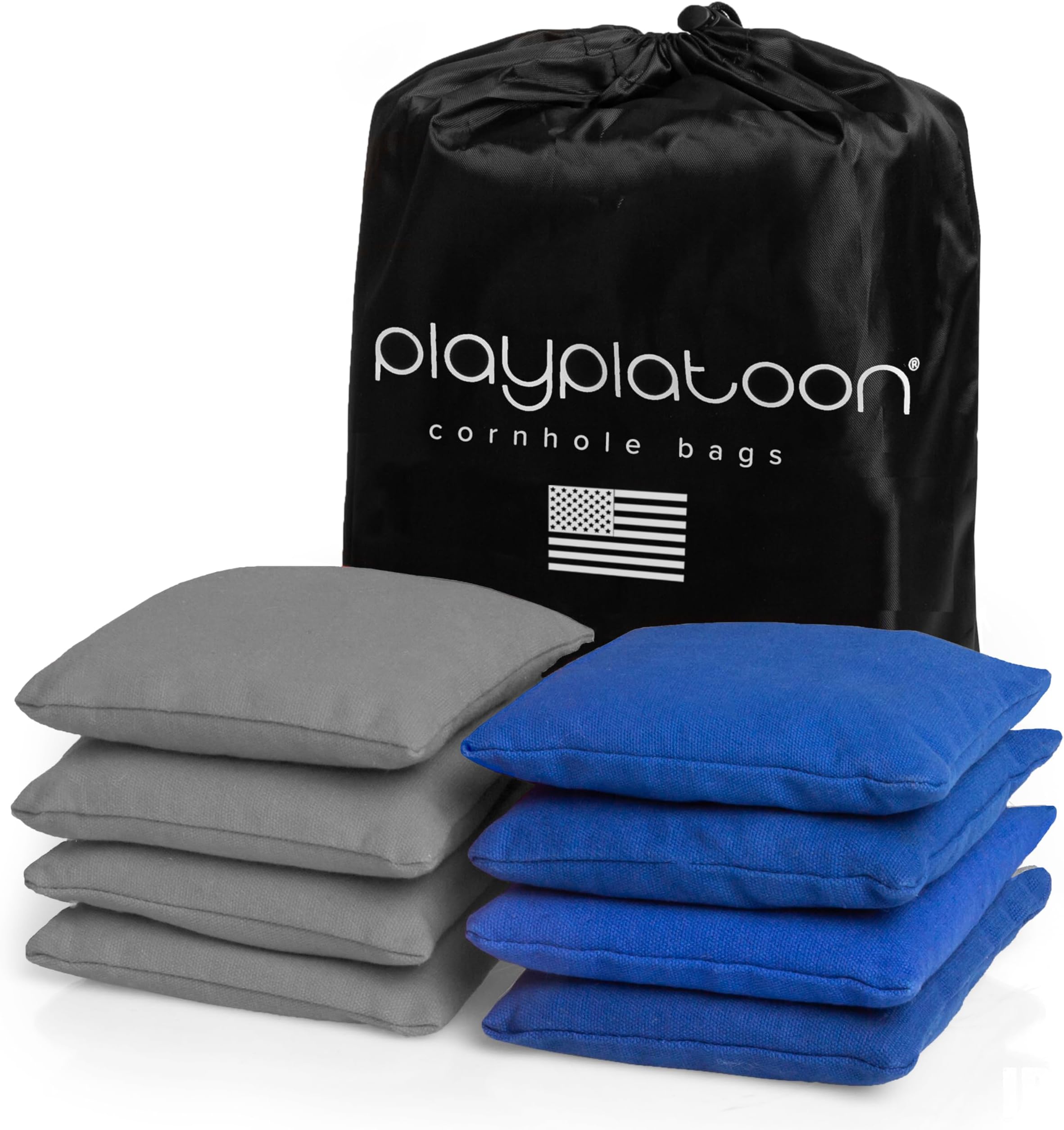 Play Platoon Cornhole Bags Weather Resistant- Set of 8 Regulation Bean Bags for Tossing- Official Professional Size & Weight Corn Hole Bags Two Color All Weather Cornhole Beans Bag Set with Tote Bag