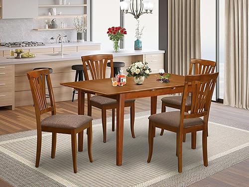 Miniatura 2 de East West Furniture PSAV5-SBR-C - Juego de mesa de cocina de 5 piezas para 4 personas, incluye una mesa de comedor rectangular con hojas de mariposa