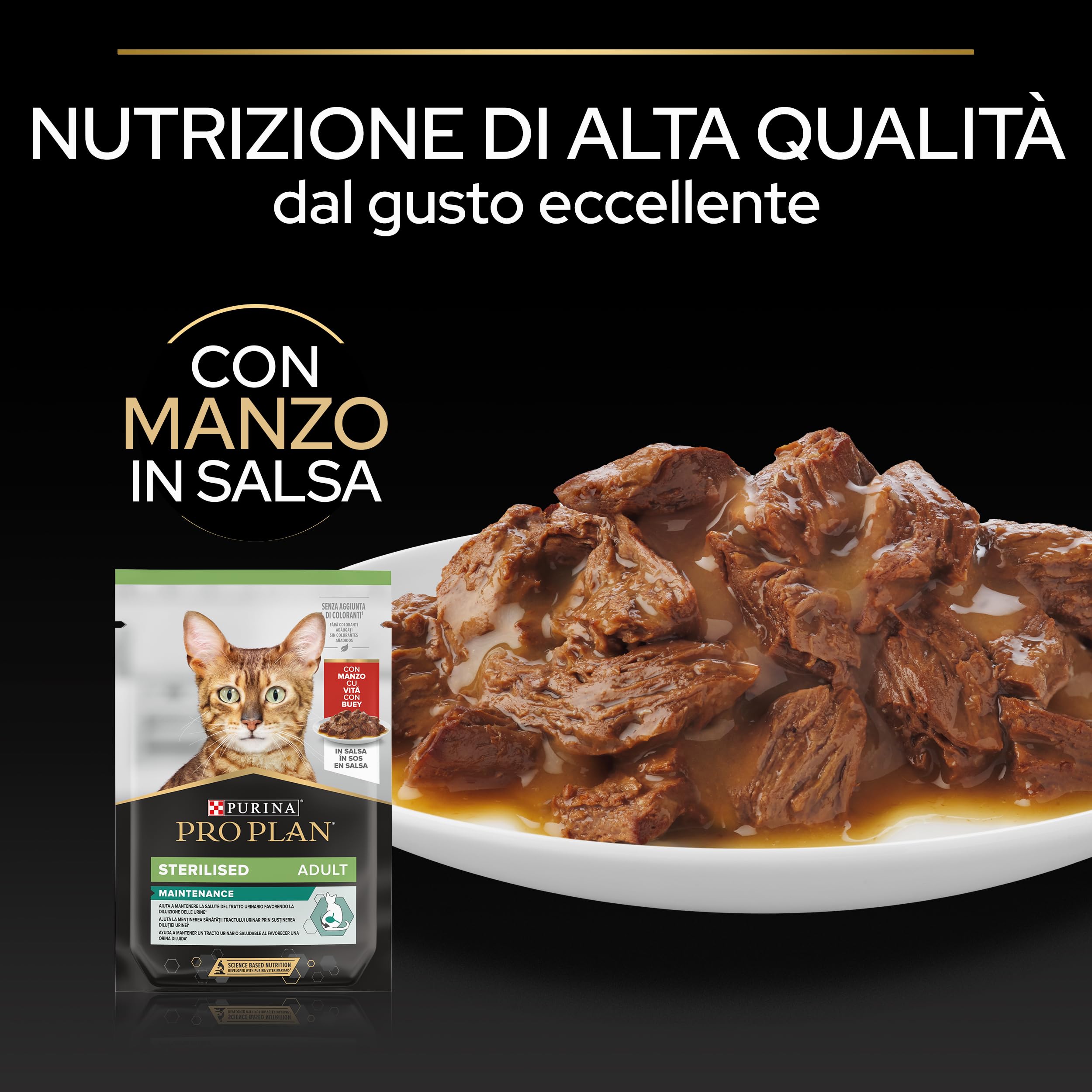Purina Pro Plan Sterilised Mantainance Cibo Umido per Gatti Sterilizzati Pezzettini in Salsa Pollo, 40 Bustine da 85g