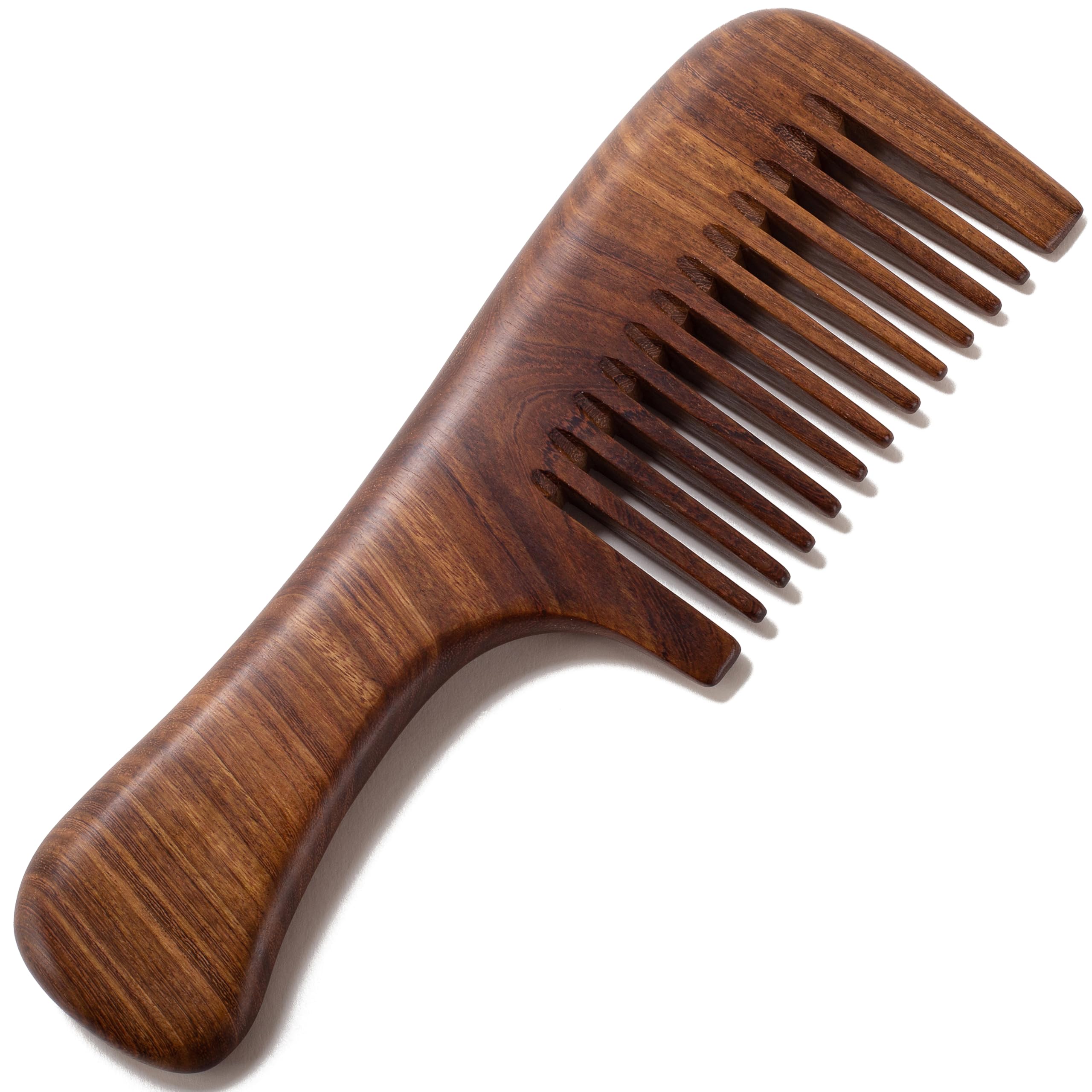 Moreinday Small Wide Tooth Wooden Comb, Travel Size Wooden Wide Tooth Comb for Wavy Hair - Ebony Wood