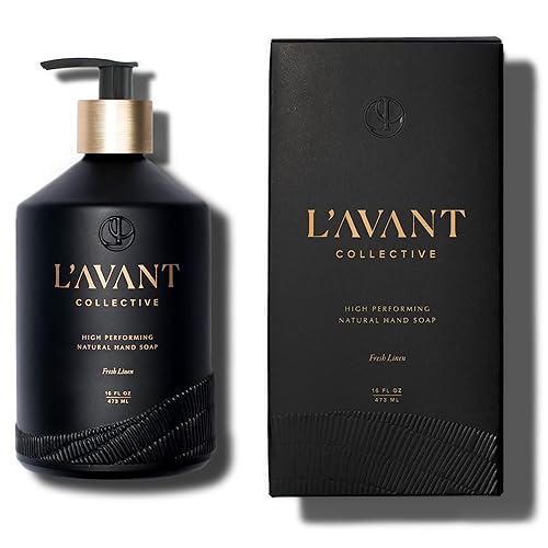 L'AVANT Collective Jabón de manos de alto rendimiento  Ingredientes lujosos para manos suaves y lisas  Lino fresco  Botella de vidrio reutilizable