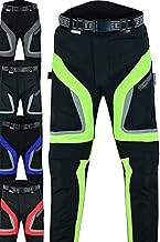 Texpeed Pantalon Moto Homme Homologué - Hiver/été Cordura Imperméable - Avec Armure CE Protection (EN 1621-1) Jaune Haute Visibilité - XL Taille/Courte Jambe