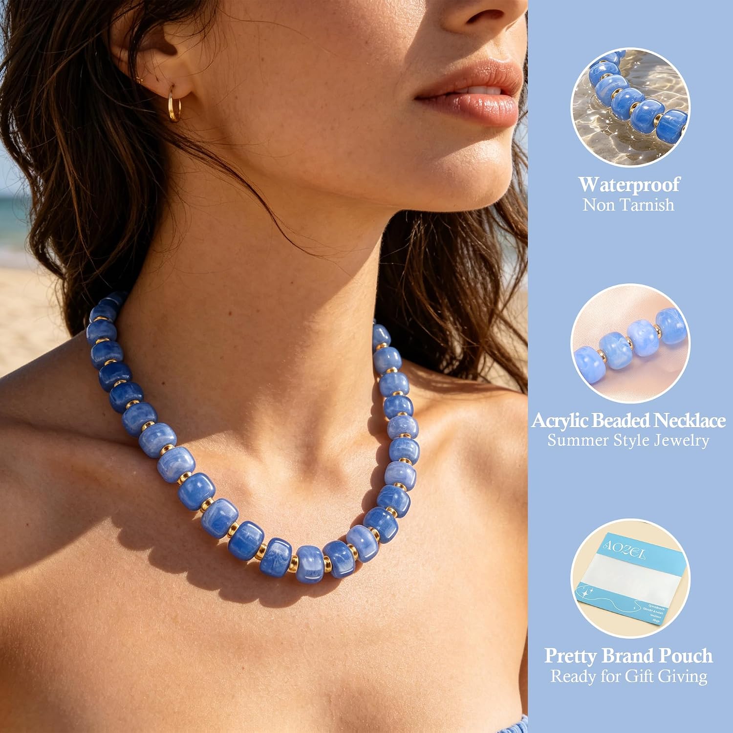 AOZEL Colorful Chunky Acrylic Beaded Necklace for Women, Handmade Statement Boho Resin Bead Choker Necklaces,Summer Jewelry Gifts Accessories for Women Trendy