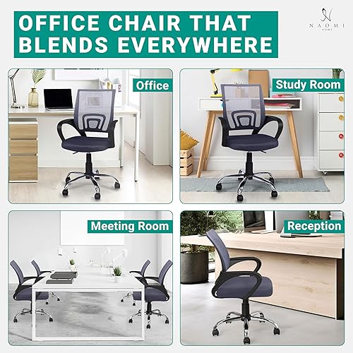Miniatura 4 de Silla ergonómica de escritorio para oficina en casa con soporte lumbar ajustable, cómoda silla giratoria giratoria, silla ejecutiva blanca para