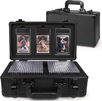 Graded Card Storage Box with 3-Display Slots Slab Case with Display Layer Design & Protective Foam for PSA BGS Slabs, Toploaders, Graded Card Case for Sports Cards