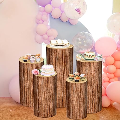 Miniatura 6 de 5 piezas de fundas de pie de cilindro de fiesta de elastano para pedestal de varios tamaños, cubiertas elásticas para cilindros para bodas de metal,