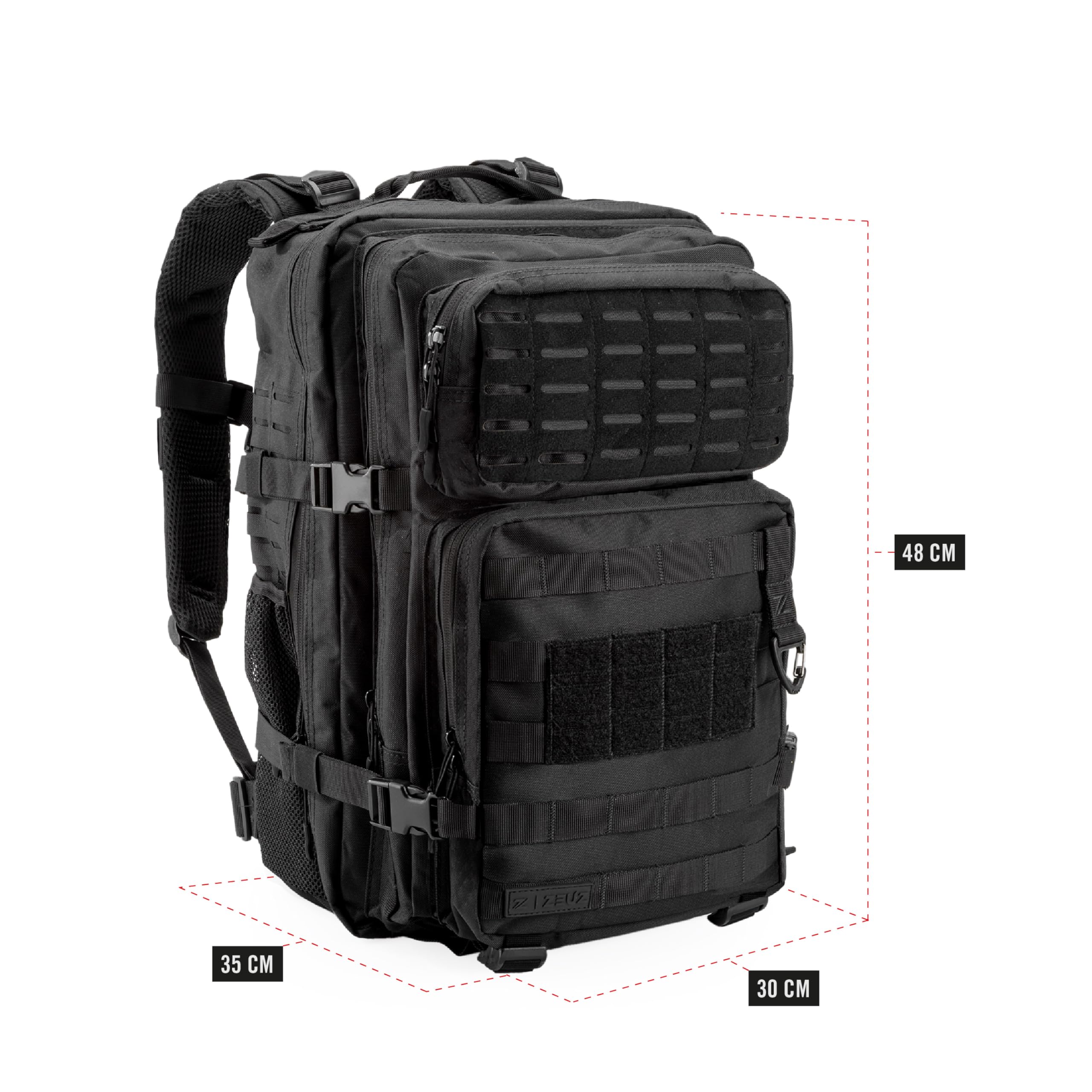 ZEUZ 45 Liter Rucksack Herren & Damen - Sporttasche - Taktischer Militär Backpack mit Waserdicht Abdeckung - CrossFit, Fitness, Gym, Sport & Wandern Bag - Outdoor MOLLE Wanderrucksack