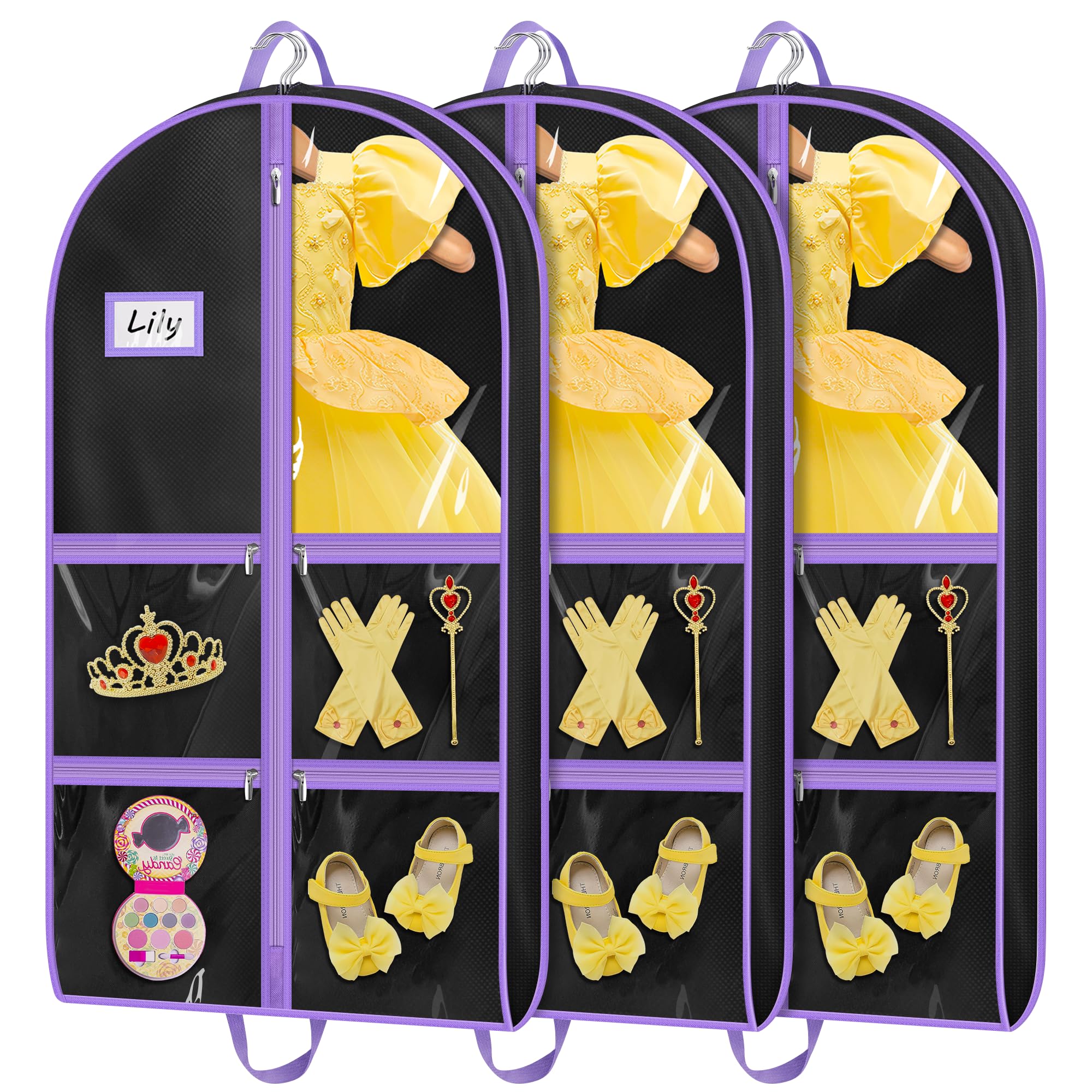 MISSLO Dance Garment Bags for Dancers with 4 Pockets Garment Bags for Dance Costumes 40 Cheer Uniform Garment