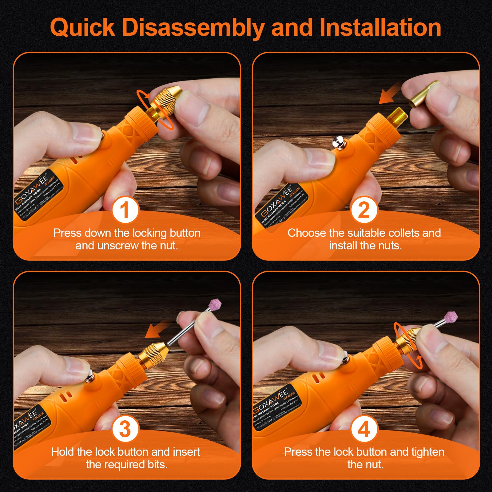 GOXAWEE Mini Rotary Tool Kit - 105Pcs -6