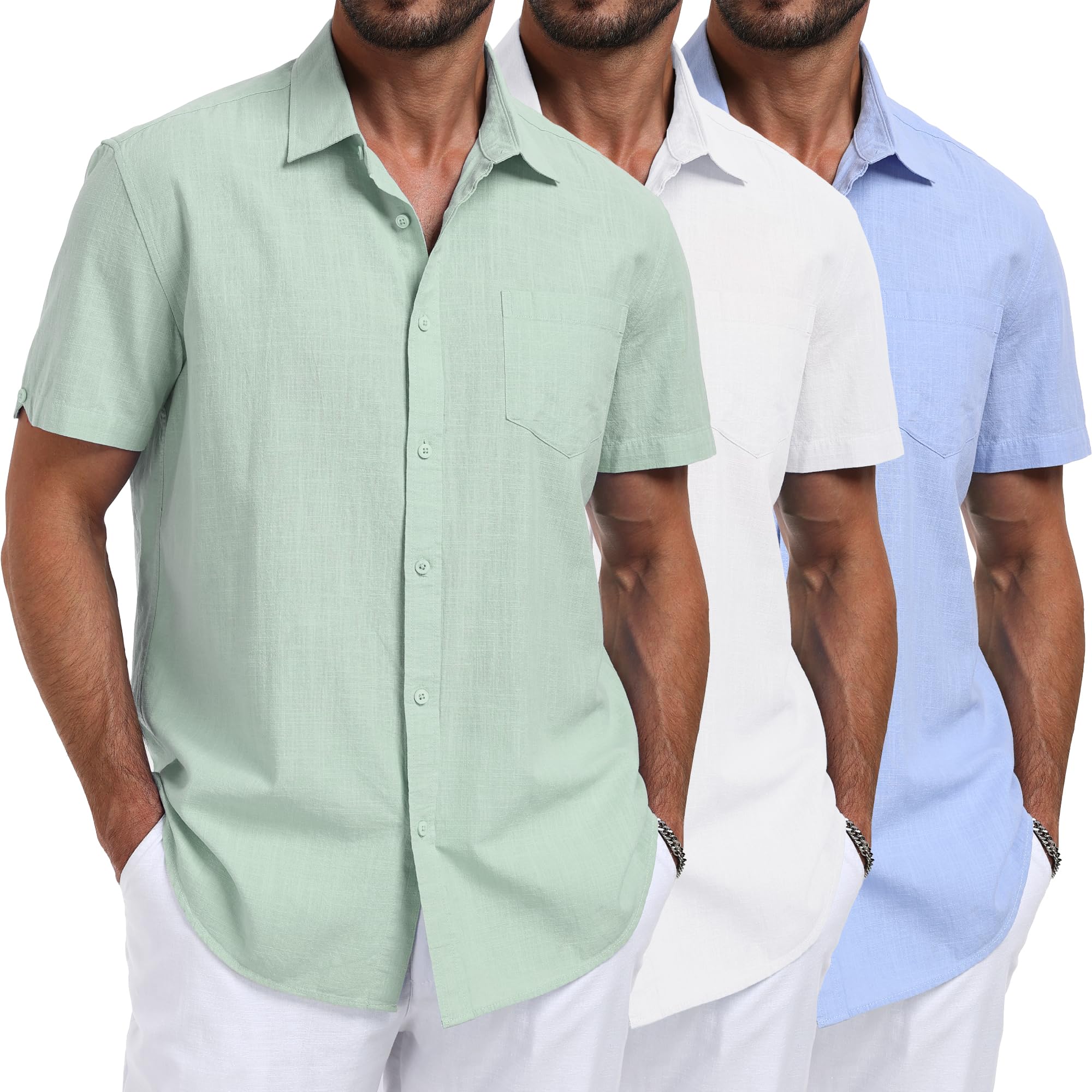 MLYENX 3-Pack Linen Shirts