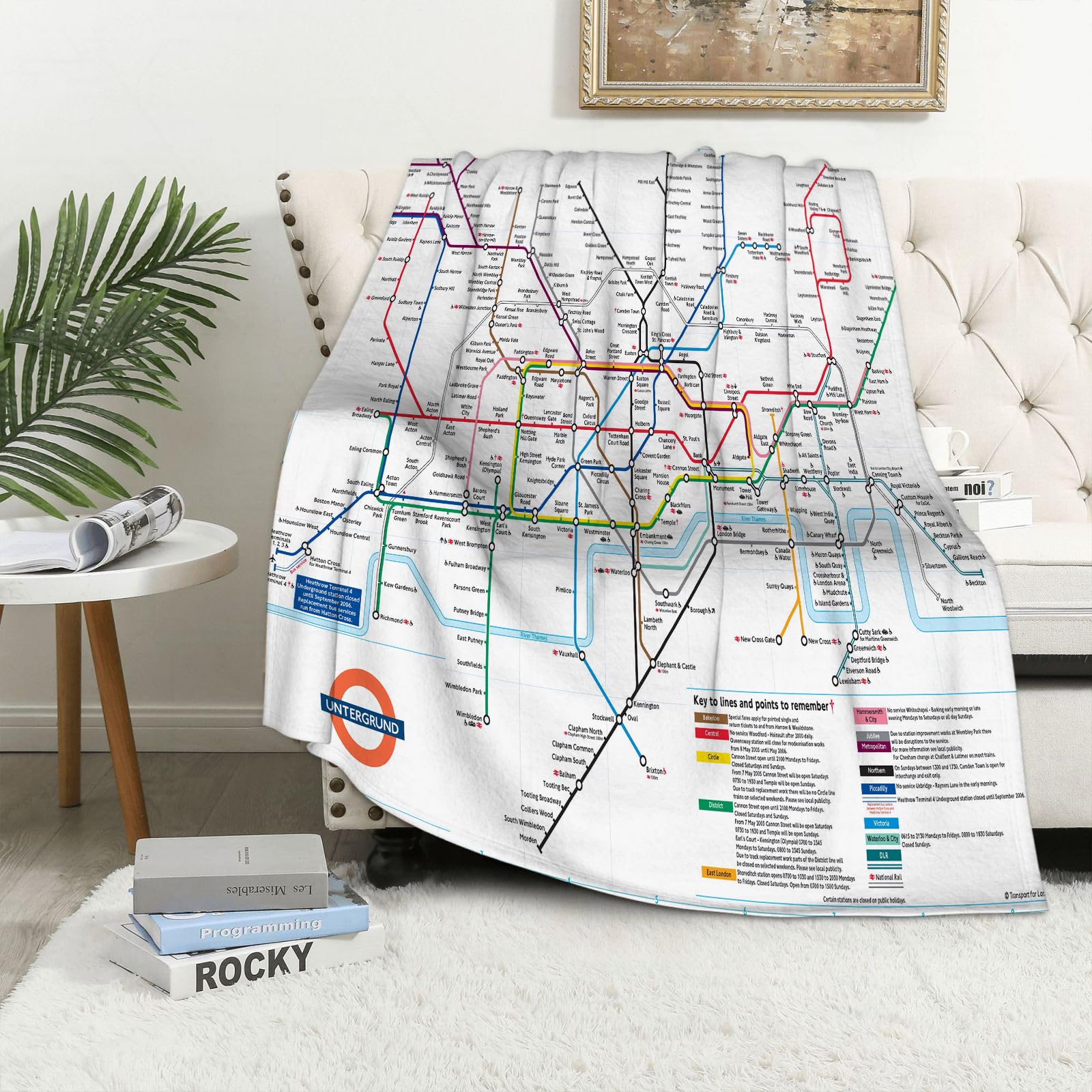 MAAPCHP Flannel Fleece Blanket Throws for Sofa Fluffy Blanket Bed Throw for Bedroom Metro subway underground transport system vector map. Railway transport line pla Blanket for Bed, Couch,Car 50x60in