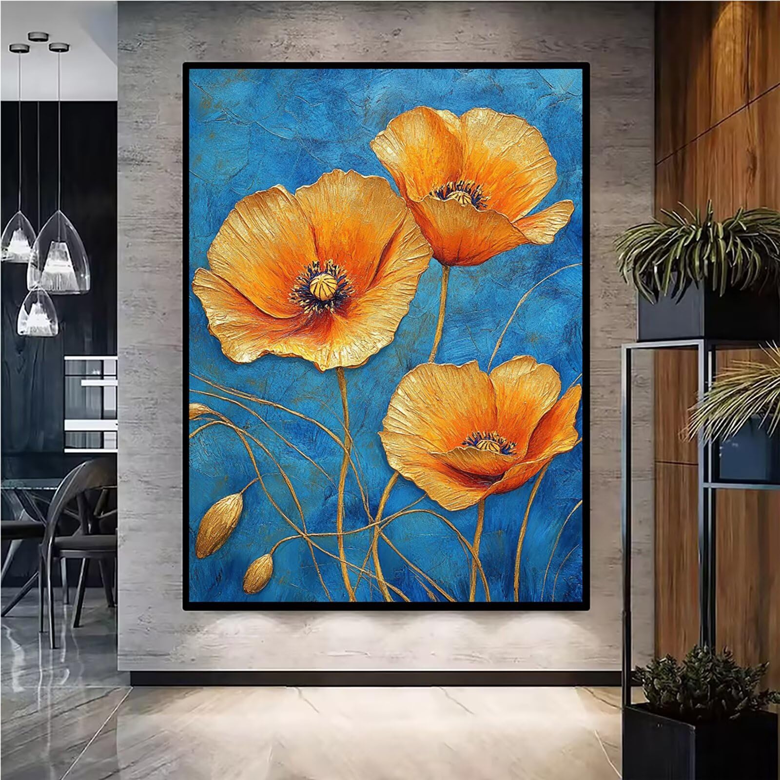 Diamond Painting Kit Completo, Diamond Painting Astratto, 5D Quadrato Pittura Diamante Kit Manualidades Adultos DIY Diamantini Crystal Art Disegni Ricamo Punto Croce Artigianale, 60x90cm Fiori j0-972