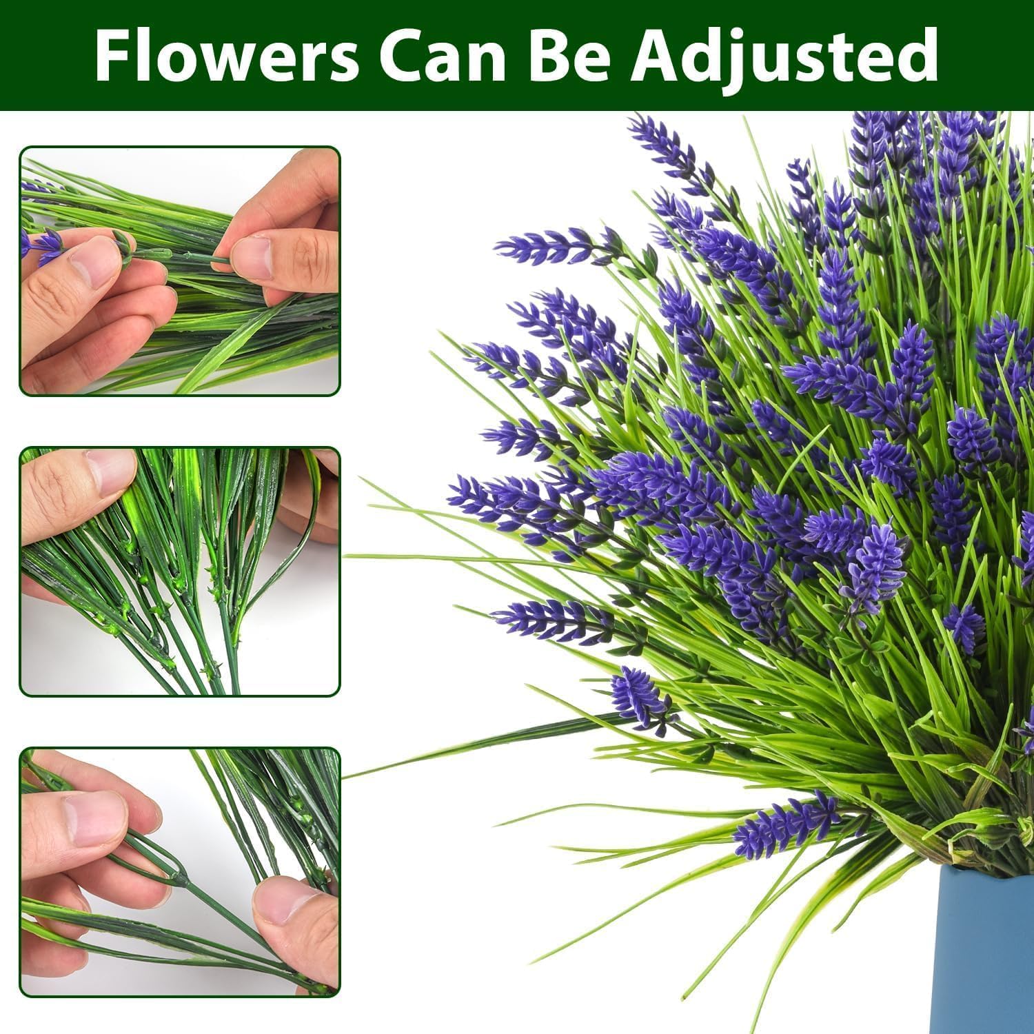 Artificial Plants Outdoor, 24PCS Lavender Artificial Flowers, UV Resistant Fake Flowers, Faux Flowers for Outdoor Planters for Home Garden Outside Porch Decor