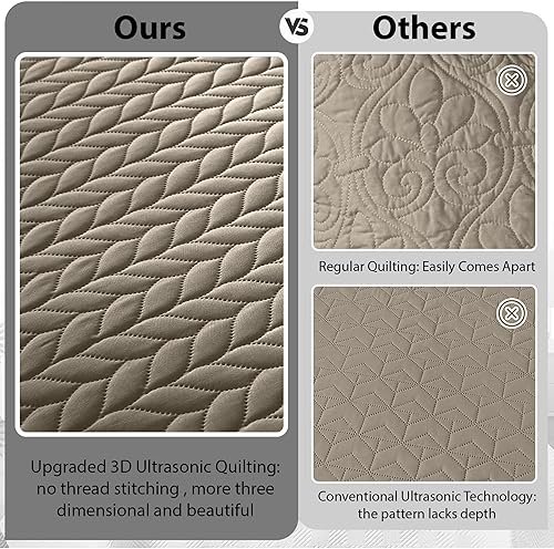 Vista 7 de IR Imperial Rooms Juego de ropa de cama Twin Quilt (68" x 86") – Paquete a granel de 10 al por mayor para hoteles, dormitorios de invitados y Beige