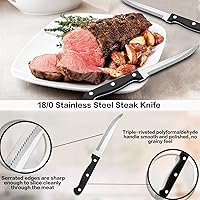 Vista 5 de E-far Juego de cubiertos de 24 piezas con bandeja organizadora y cuchillos para carne, cubiertos de acero inoxidable para 4, utensilios básicos