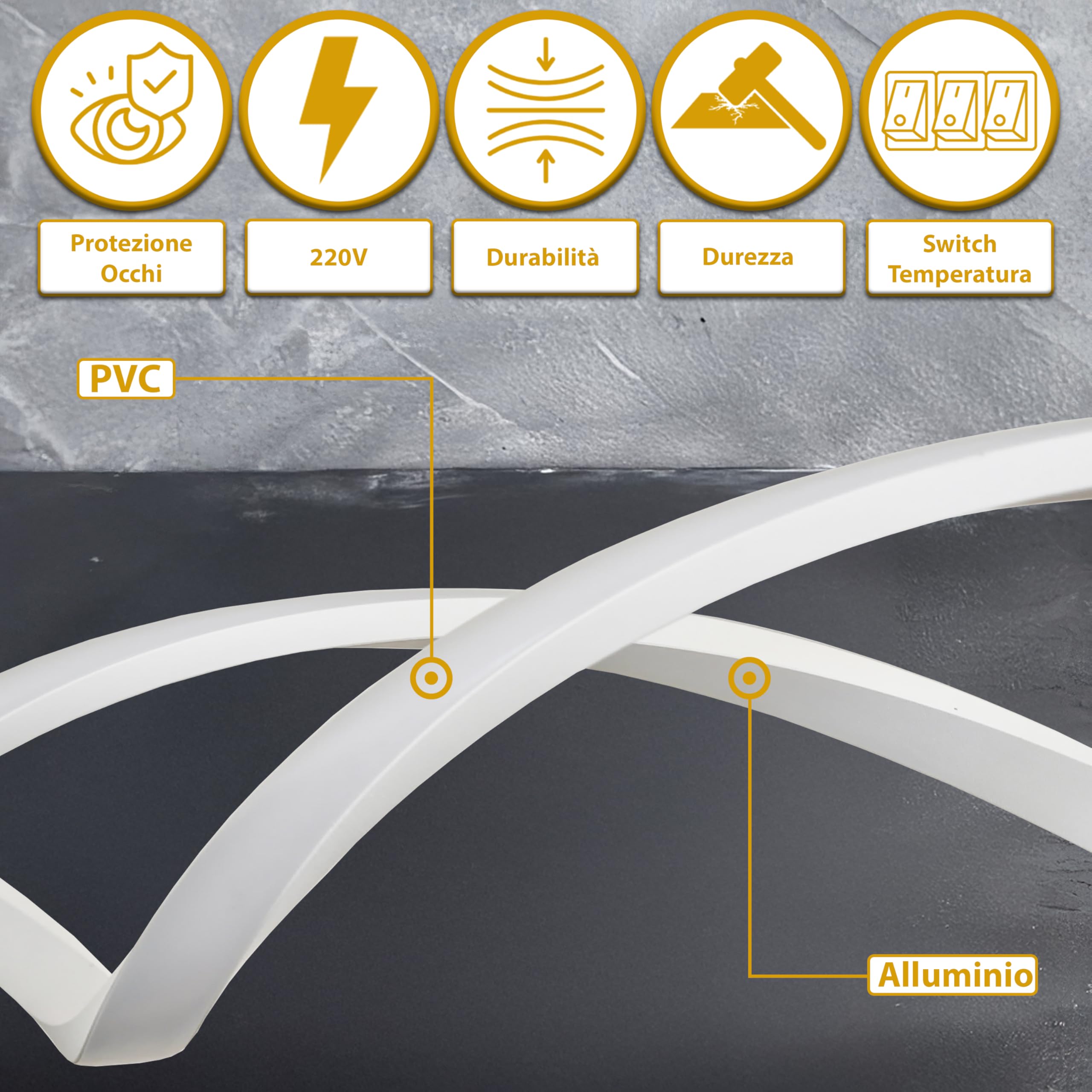 MAKA Lampadario a Sospensione LED Soggiorno, Lampada Cambio Temperatura Luce Calda-Naturale-Fredda, Design a Intreccio, 48 Watt 5280 Lumen, 220 Volt, Lampadario Camera da Letto (Switch Bianco)