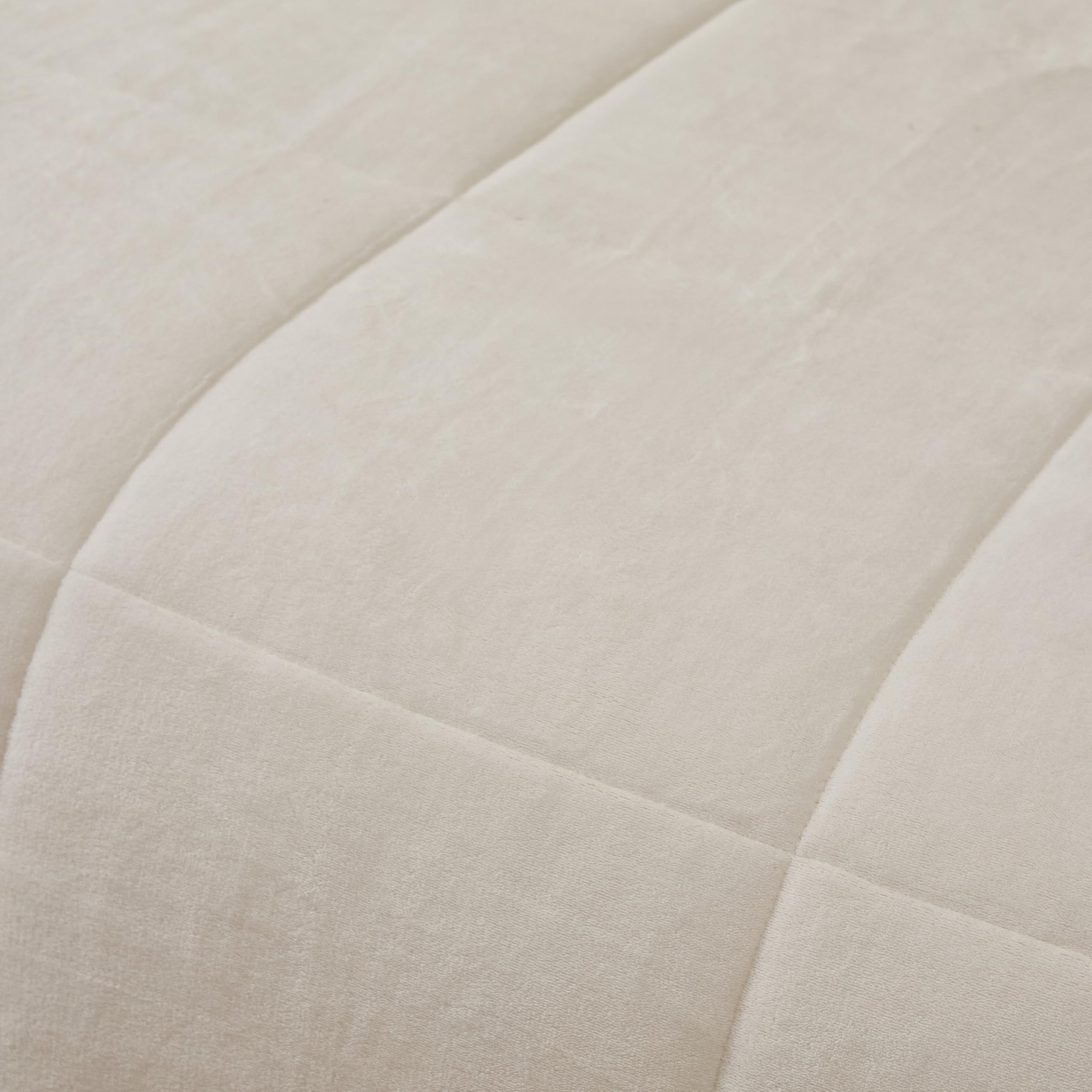 Fanny & Céline Couverture Lux 650 GSM Sherpa+Flanelle Réversible 240x260cm Double Face rembourrée Super Chaude et Douce DBPV-018 Blanc Naturel