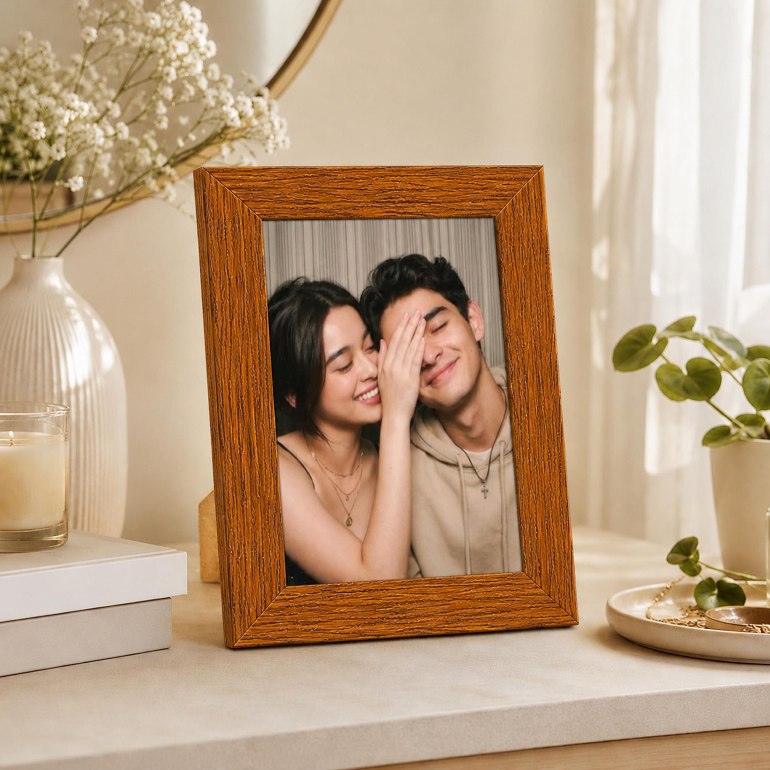 Art Street Synthetic Table and Wall Photo Frame for Home and Office Wall Décor (Dark Brown, 4 x 6 Inch)