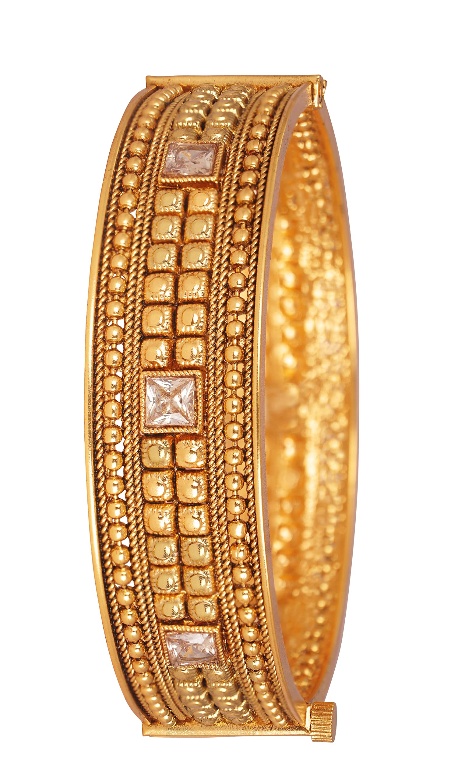 JFL- Jewellery for Less Ethnic Gold Plated LCD Stone Studded Antique Finish Screw Closure Exclusive Kada for Women & Girls.(LCD -2.2) (B0BGX837CJ) Amazon Price History, Amazon Price Tracker