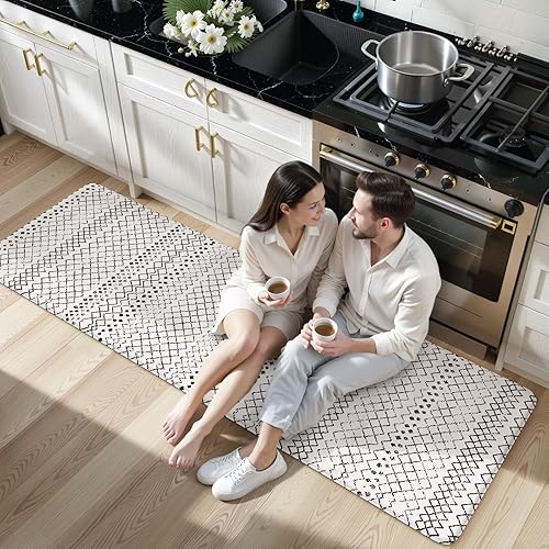 Vista 365 de KIMODE - Juego de 2 tapetes de cocina bohemios, antifatiga, antideslizantes, impermeables, ergonómicos, acolchados, cómodos, para lavandería, Caqui