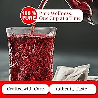 Vista 3 de 50 bolsas de té de hibisco, flores secas de hibisco 100% naturales, te de hibisco, té aromático, sin cafeína, sin azúcar, sin gluten, vegano.