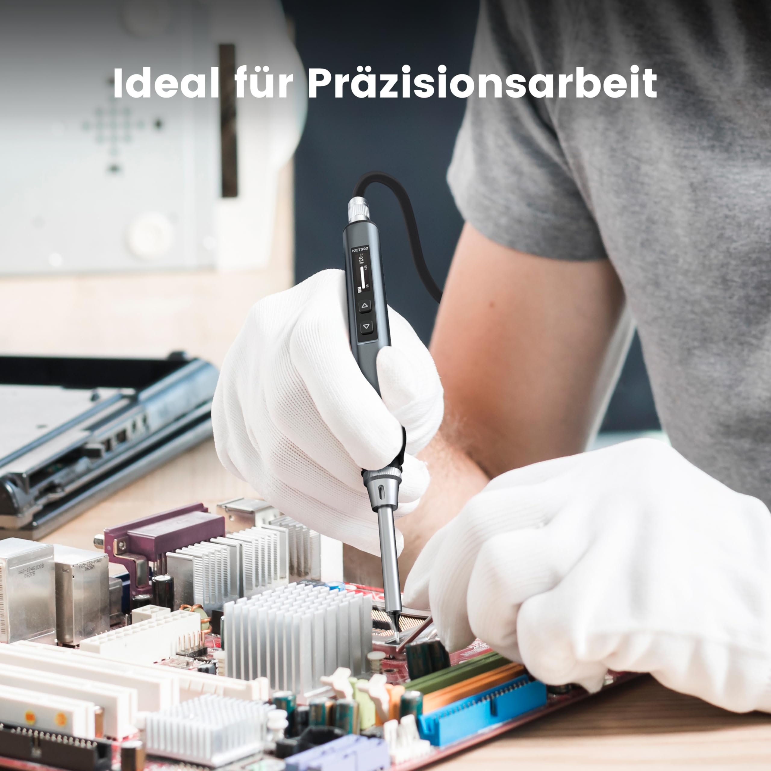 KAIWEETS USB C Lötkolben, Lötkolben Set mit Einstellbar 80-420°C, 65W GaN Ladekopf, Digital Bildschirm, 5 Ersatzspitzen und USB C Kabel soldering iron Kompakt und leicht zu transportieren