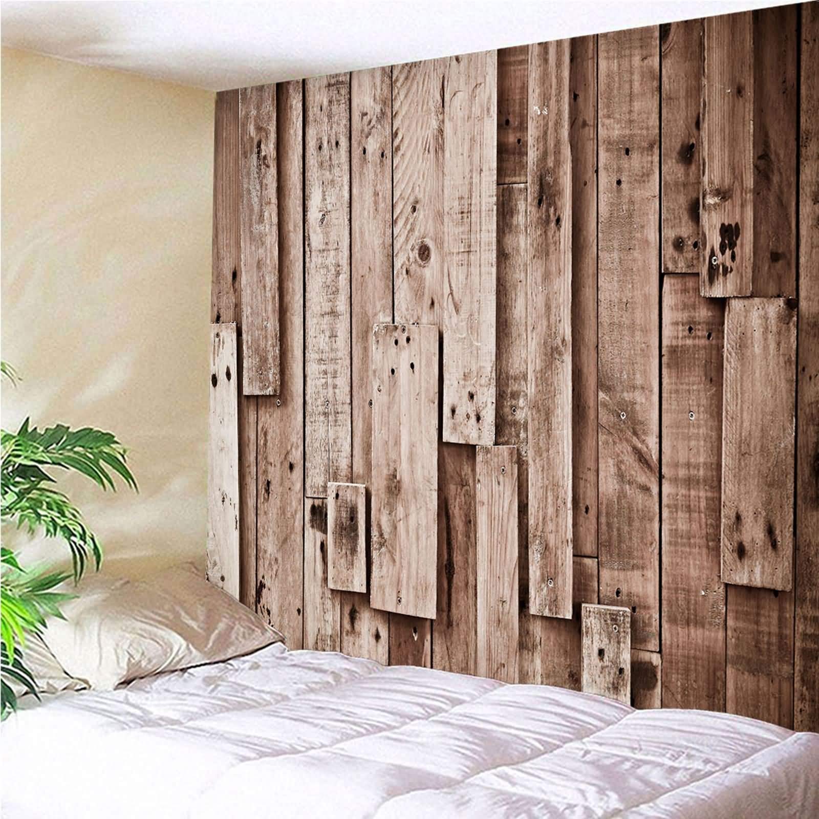 Tapices para Sofas,(300x260CM) Tapices Salon Marrón Tapiz de Pared Poliéster Tablas de Madera