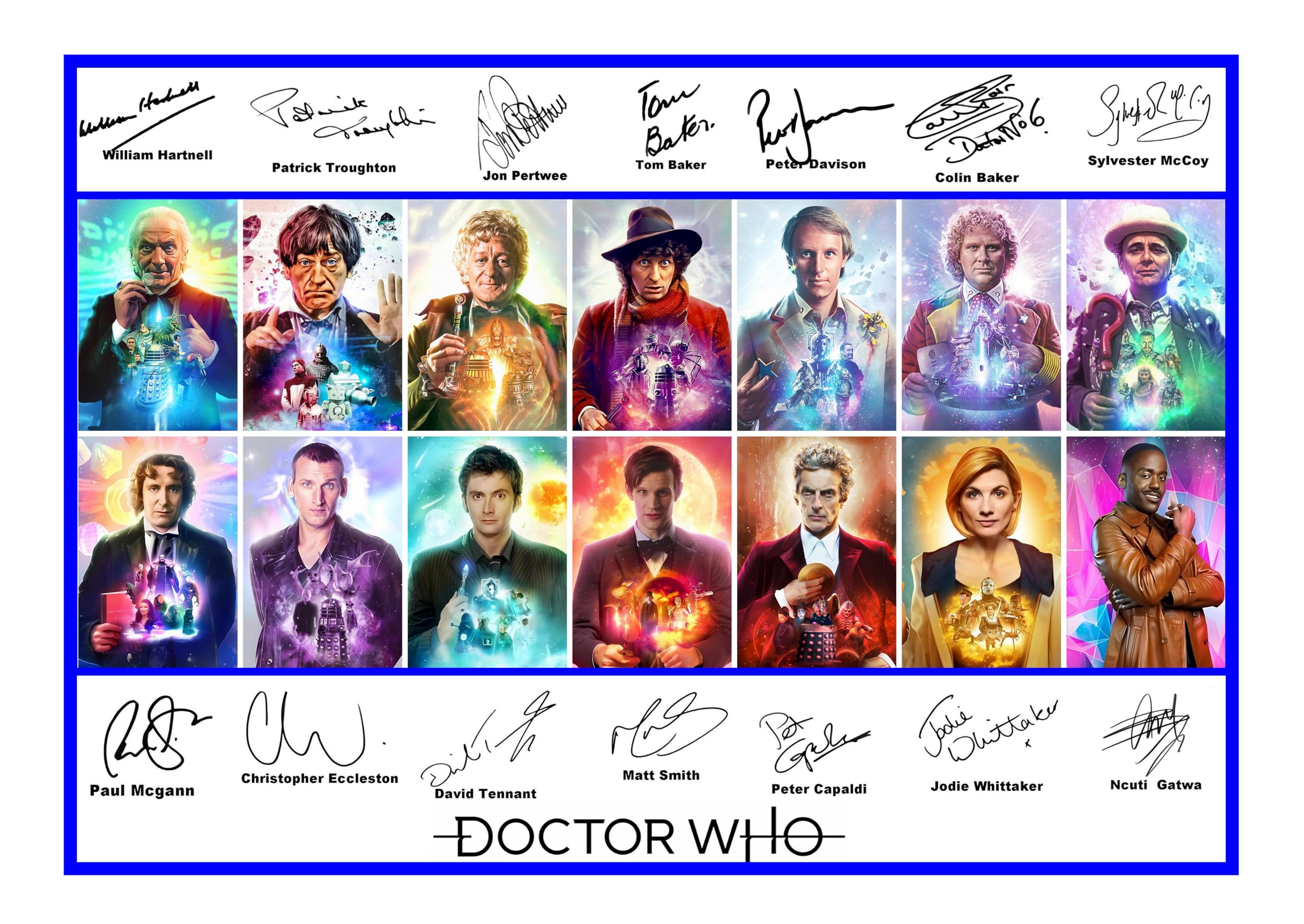 Dr Who Signed Print. (A4 FRAMED 34cm x 21cm)