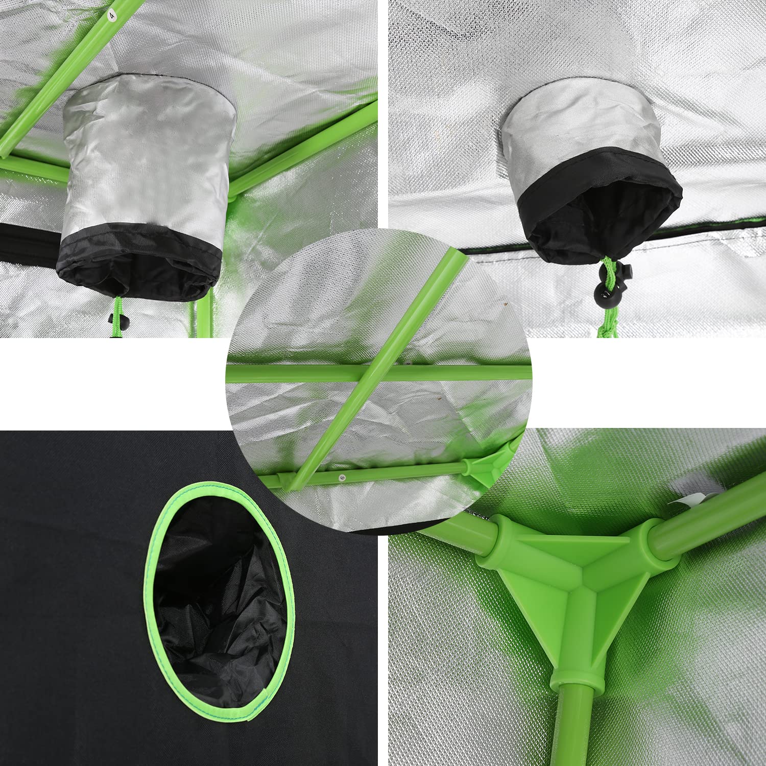 Tenda Grow Jiubiaz 120x60x180cm - Nero/Verde, Oxford 600D, Impermeabile, Per Coltivazione - Foto 9