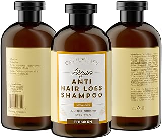 Calily Life Organic Caffeine Hair Growth and Anti Hair Loss Shampoo, 17 Oz. – For Men & Women - Infused with Argan Oil, Vitamins B5, B7 and more - Strengthens, Thickens & Protects [ENHANCED]