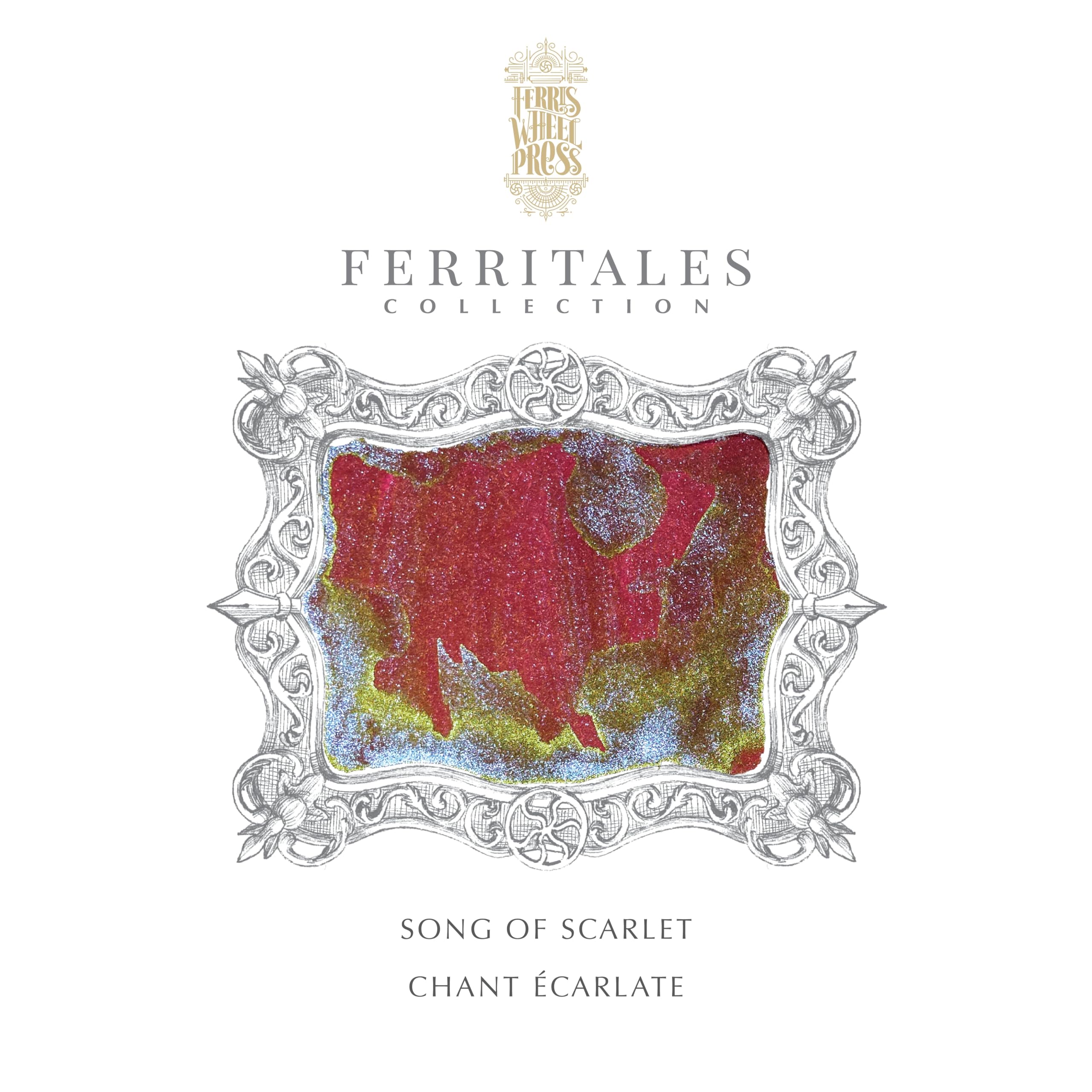 Ferris Wheel Press Fountain Pen Ink, FerriTales Collection, Scarlet Red with Blue Shimmer and Yellow Sheen, 20ml - Image 2