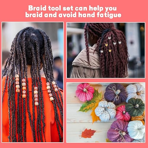 Miniatura 7 de Gancho de ganchillo para rastas, 48 herramientas de gancho de ganchillo para rastas, 6 agujas de ganchillo para rastas, gancho de cierre doblado de