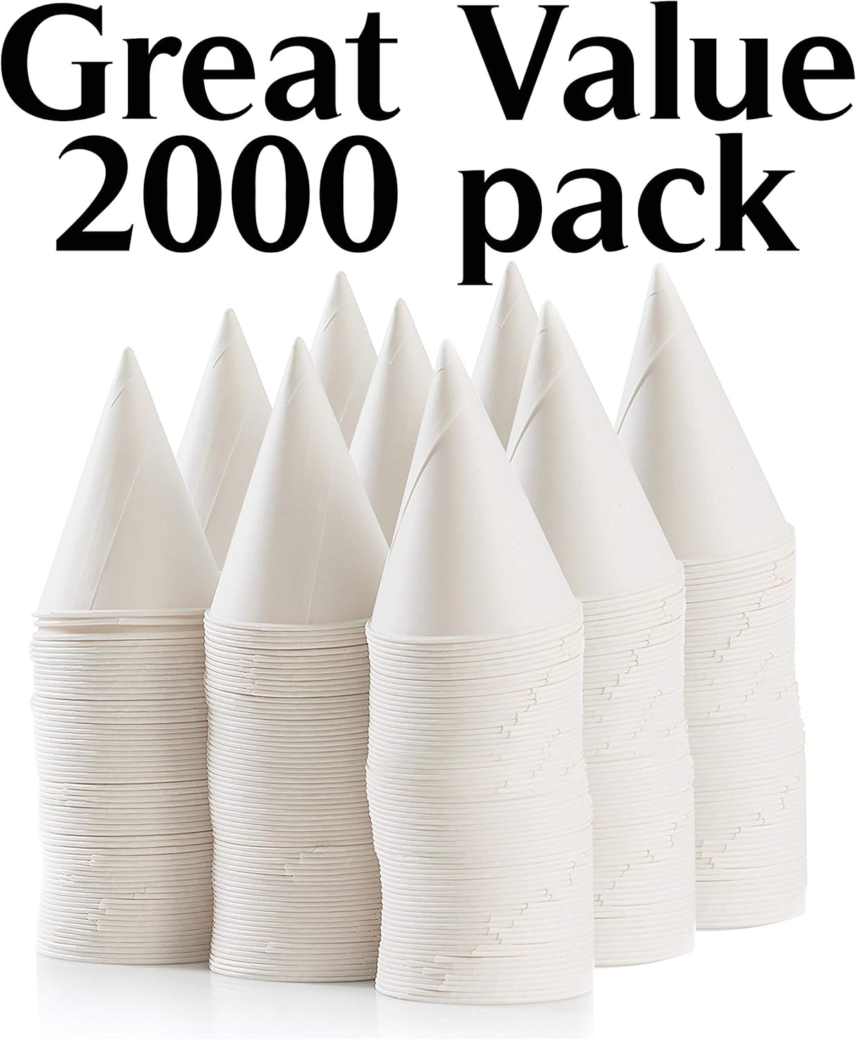 Cone Paper Cups 2000 Pack Snow Cone Disposable 4.5 Oz White