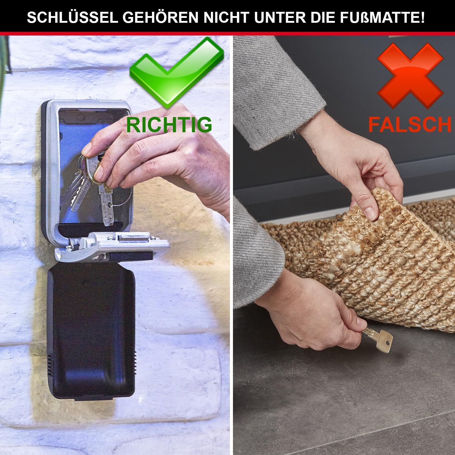 Master Lock Schlüsseltresor mit beleuchteten Zahlenrädern, Wandhalterung, 12.6 x 7.2 x 5.2 cm