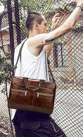 Heren - Leren - Met meerdere vakken - Messenger bag kopen