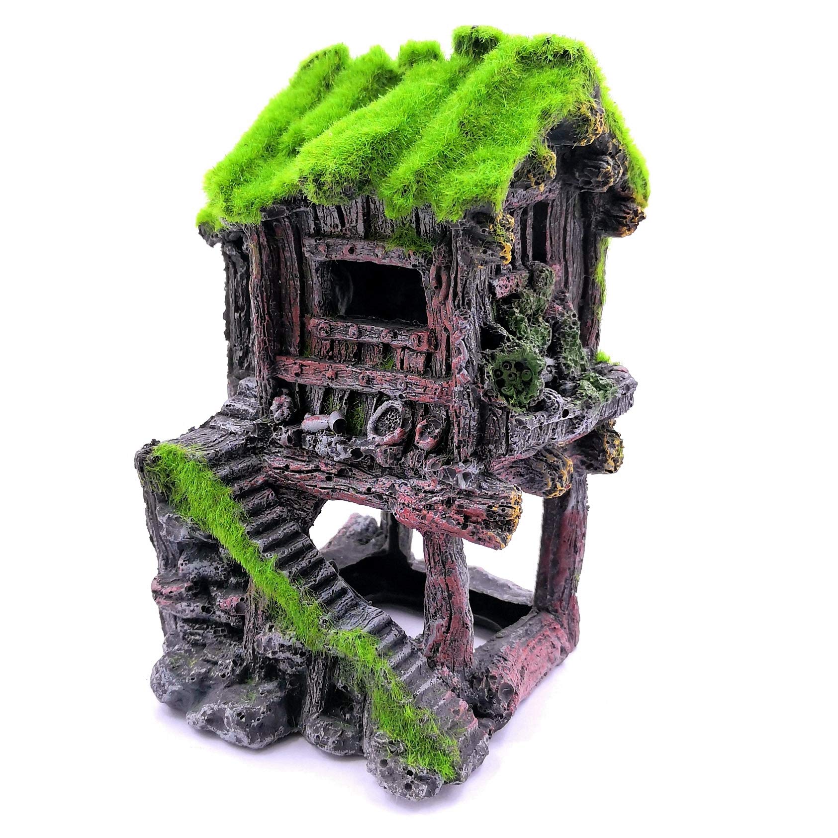 Buy M2cbridge Aquarium Decorations Fish Hideout House Betta Cave with Green Lifelike Moss (Style